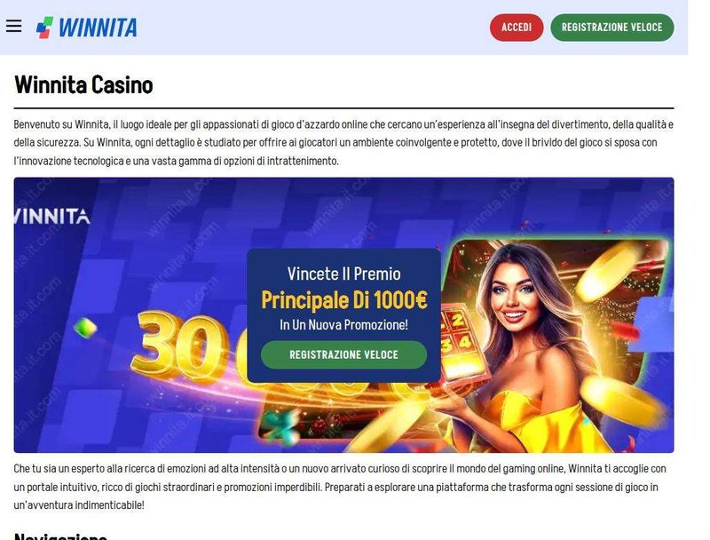 Scopri Winnita Casino: l'Esperienza di Gioco Online più Emozionante in Italia - panoramica